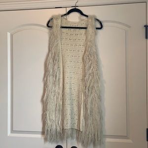 Size Small, Long White Shag Vest